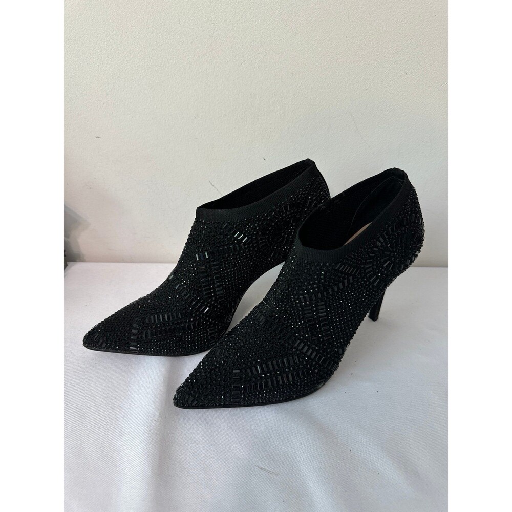 THALIA SODI KARMEN BLACK RHINESTONE BOOTIE 9.5